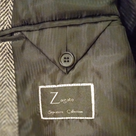 NEW GRAY PLAID WOOL TWEED ZAGATO SIGNATURE COLLECT JACKET MEASUREMENTS BELOW - Picture 4 of 7